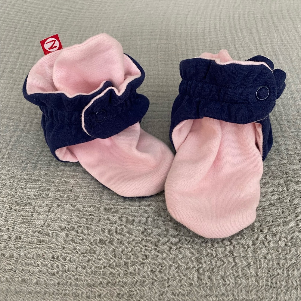 12 month Zutano Booties, Pink and blue